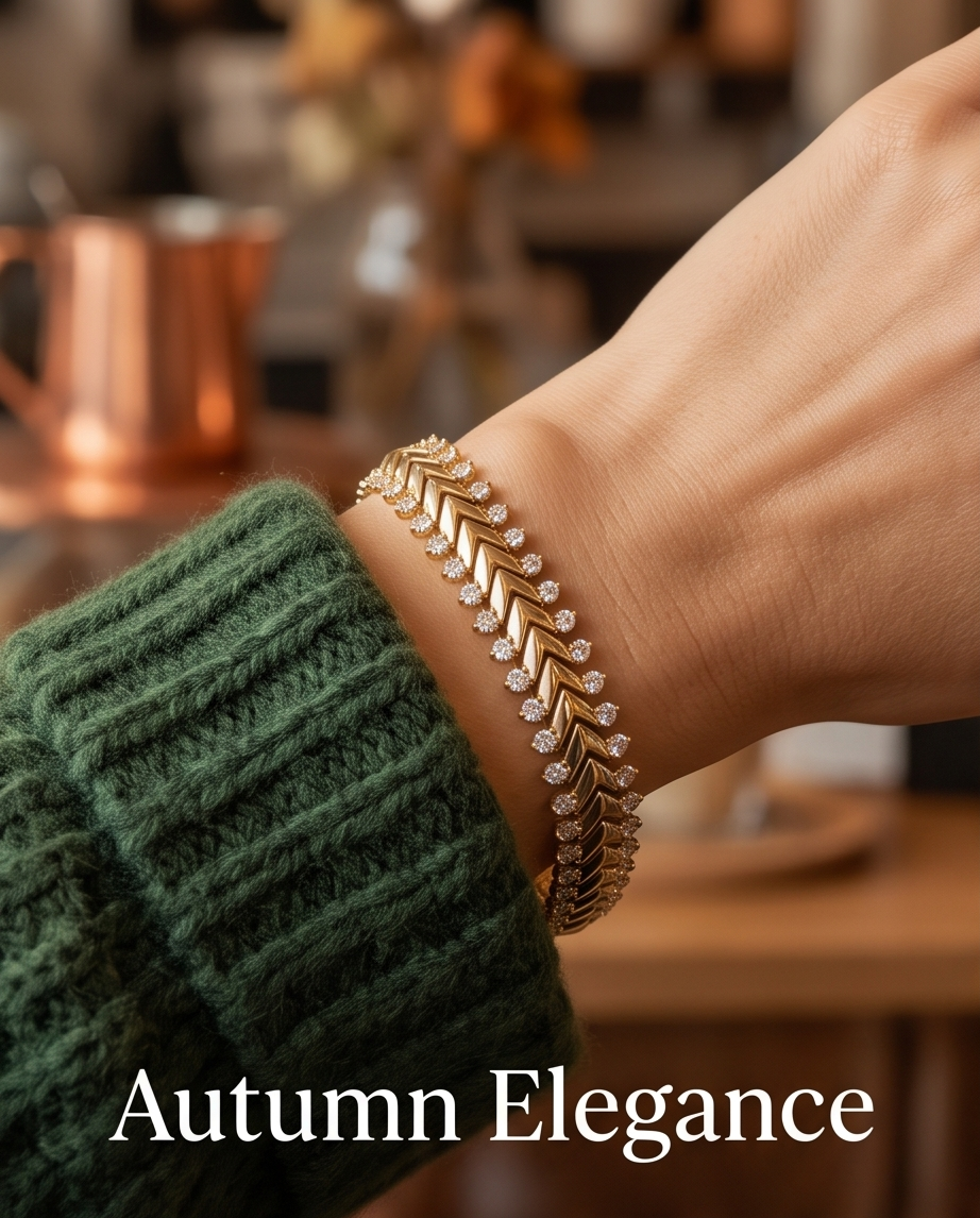 Gold Plated Chevron Zirconia Bracelet Hypoallergenic Adjust