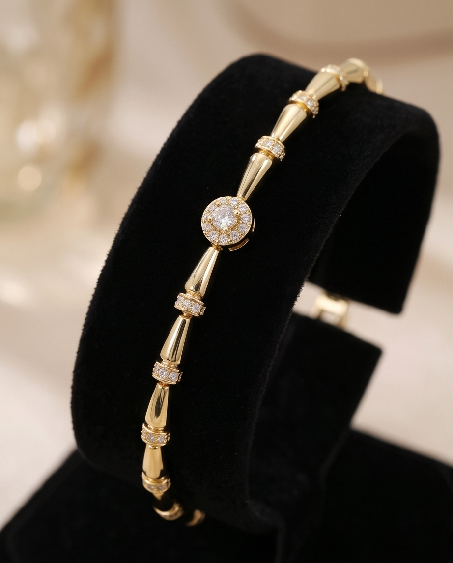 Gold Plated Zirconia Bracelet Hypoallergenic Premium