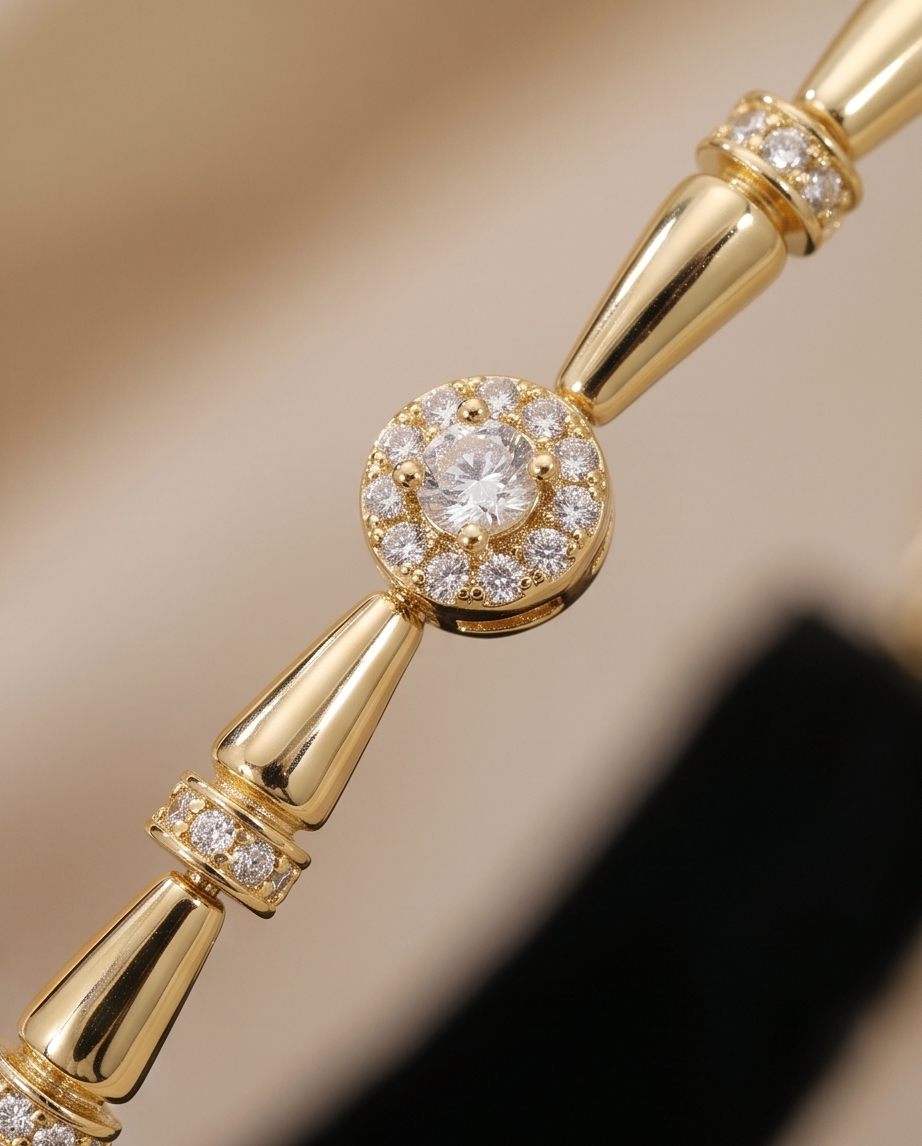 Gold Plated Zirconia Bracelet Hypoallergenic Premium