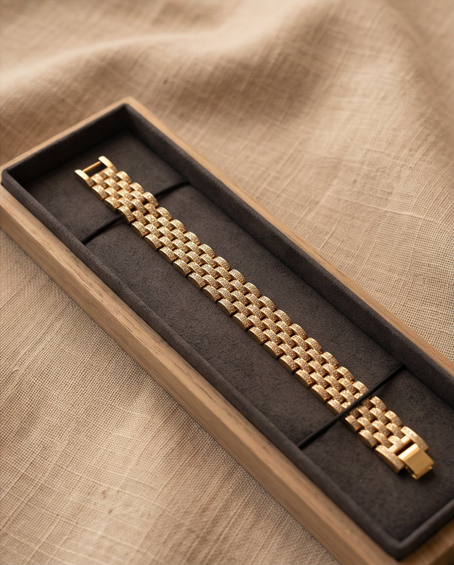 Gold Plated Panther Link Zirconia Bracelet Rhodium Adjust