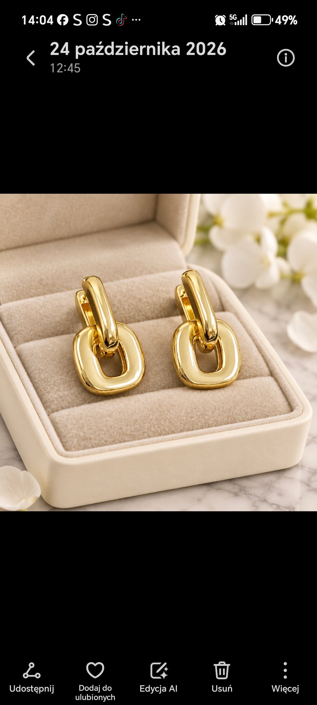 Gold Rhodium Geometric Chain Earrings