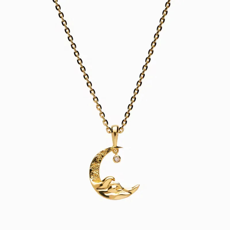 🌙 Dainty 18K Gold Moon Pendant – Perfect Gift for Her ✨