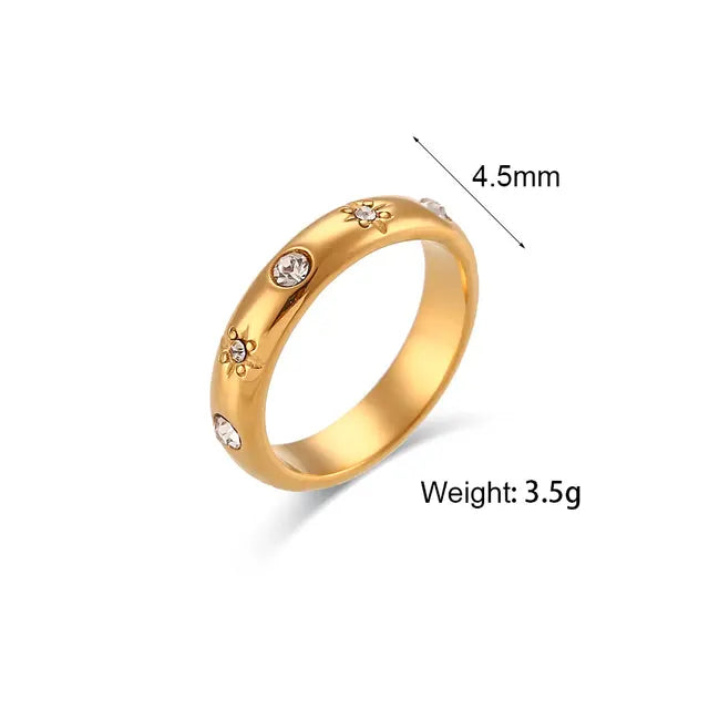 💚 18K Gold-Plated Green Zircon & Pearl Ring – Women’s Jewelry