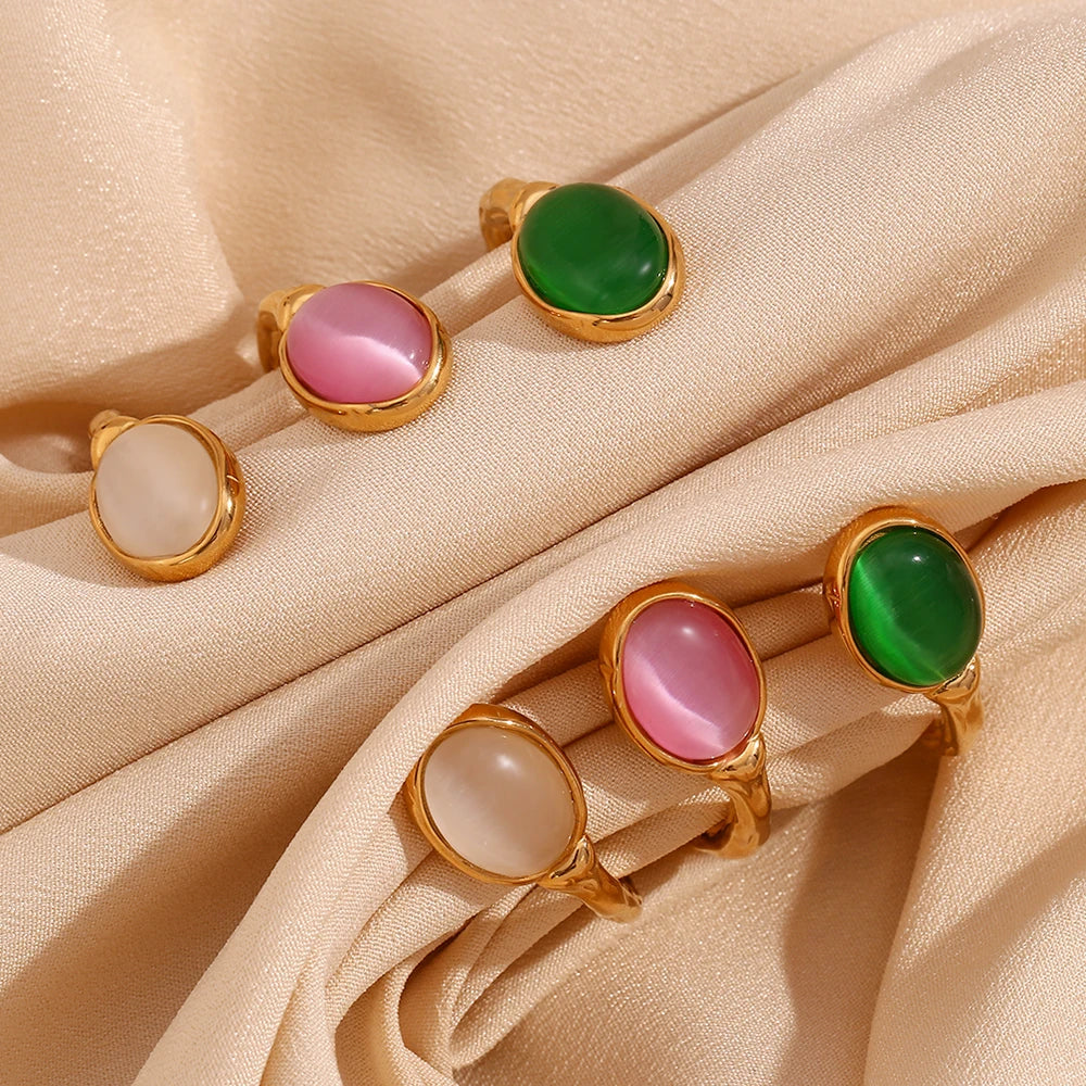 ✨ Adjustable Oval Bracelet – Green Agate & Pink Crystal 💖