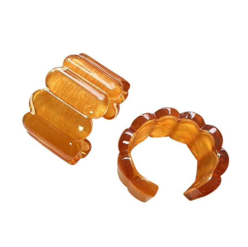 ✨ French Vintage Resin Bracelet & Ring Set – Retro & Elegant 💎