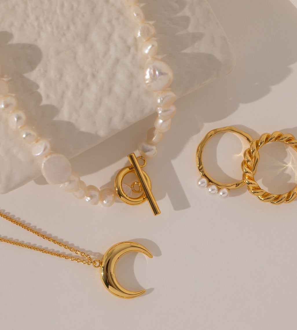 Baroque & Freshwater Pearl T Bar Necklace-2