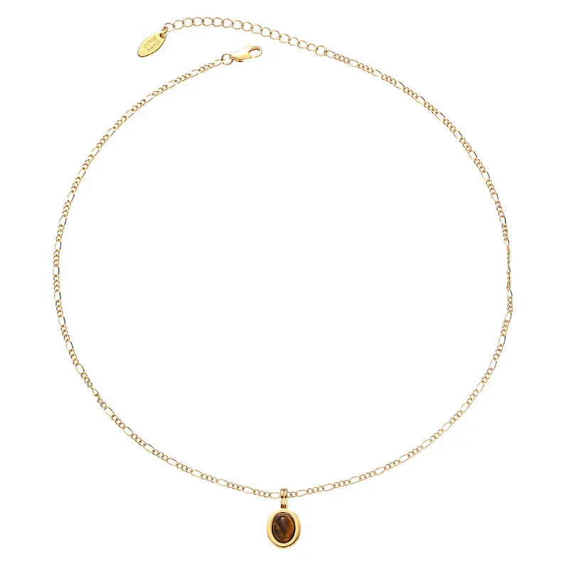 ✨ Gold-Plated Necklace – Tiger Eye & Pearl 💖