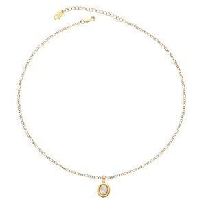 ✨ Gold-Plated Necklace – Tiger Eye & Pearl 💖