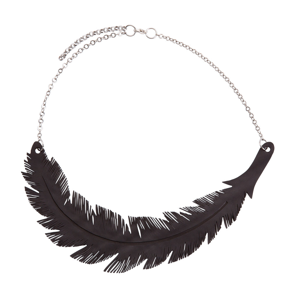 Angel Upcycled Inner Tube Feather Necklace-0