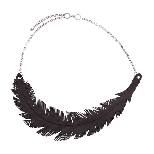 Angel Upcycled Inner Tube Feather Necklace-0