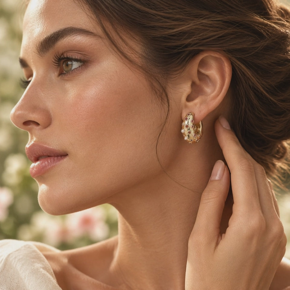 Gold & Rhodium Multi-Colour Hoop Earrings
