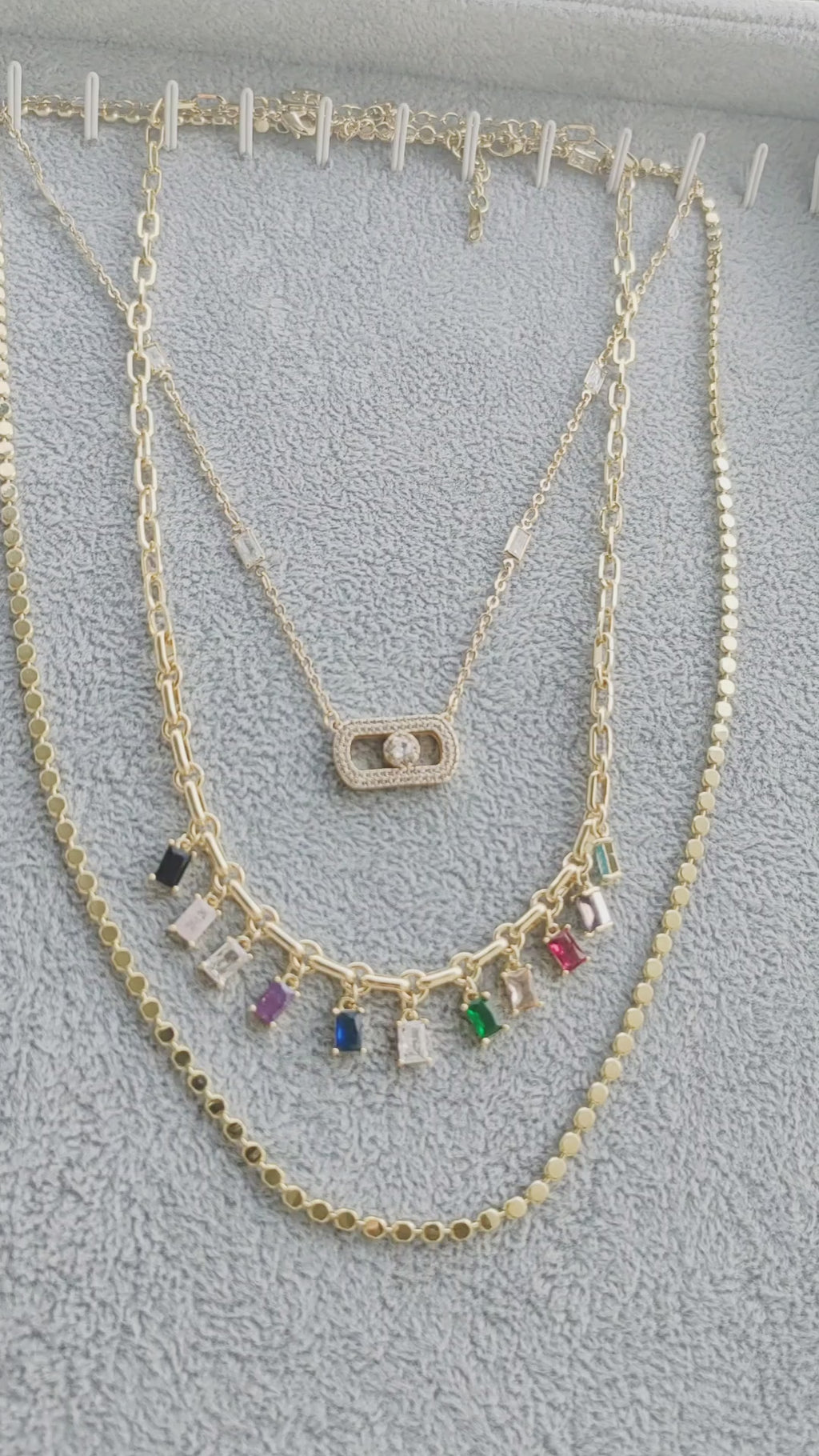 ✨ 14K Gold-Plated Necklace with Colorful Cubic Zirconia ✨
