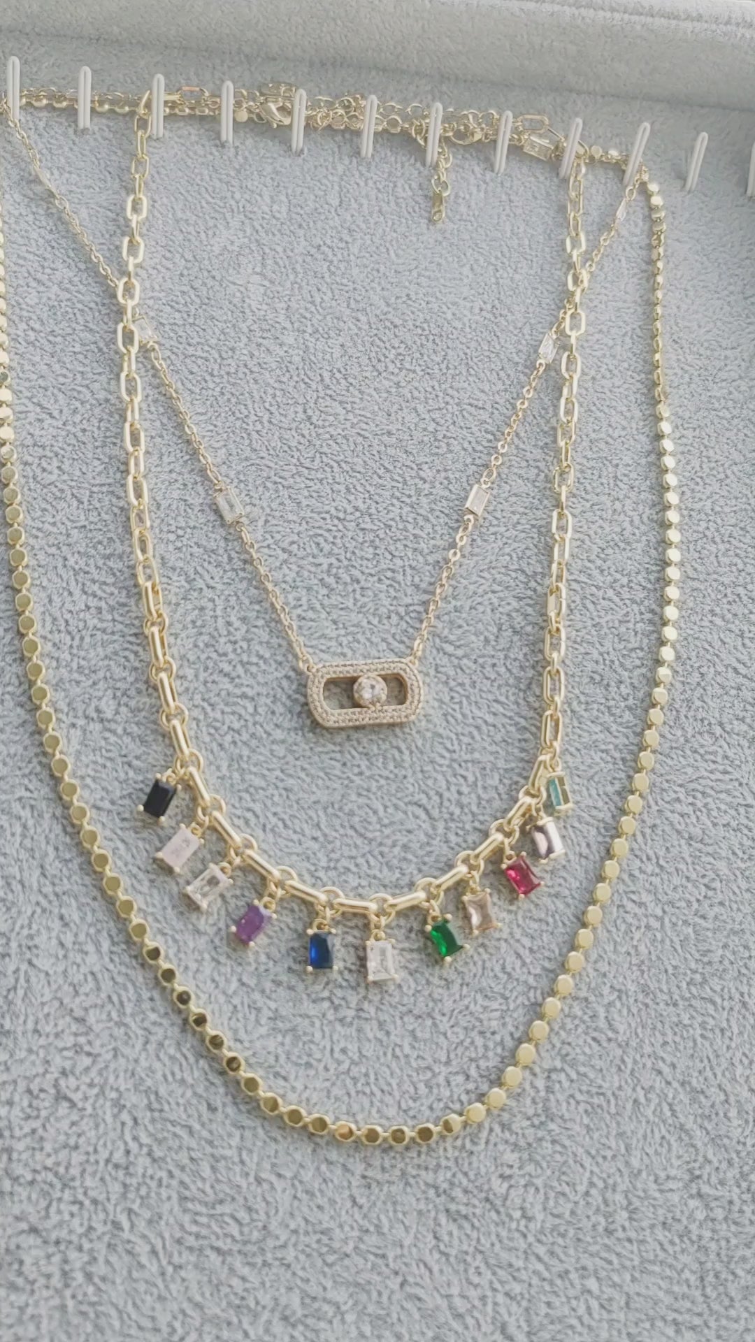 ✨ 14K Gold-Plated Necklace with Colorful Cubic Zirconia ✨