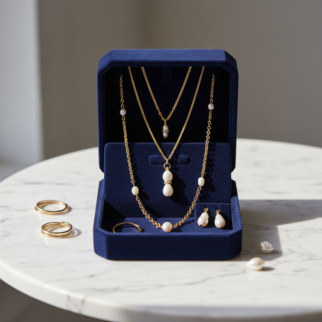 Triple Pearl Necklace - Gold Plated Freshwater Pearls