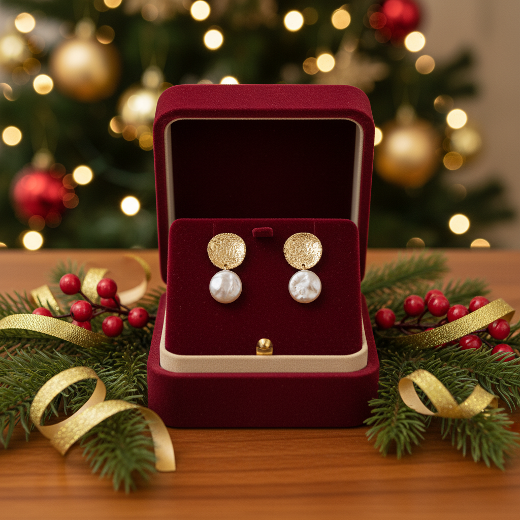 Elegant 18K Gold-Plated Earrings with Genuine Pearl