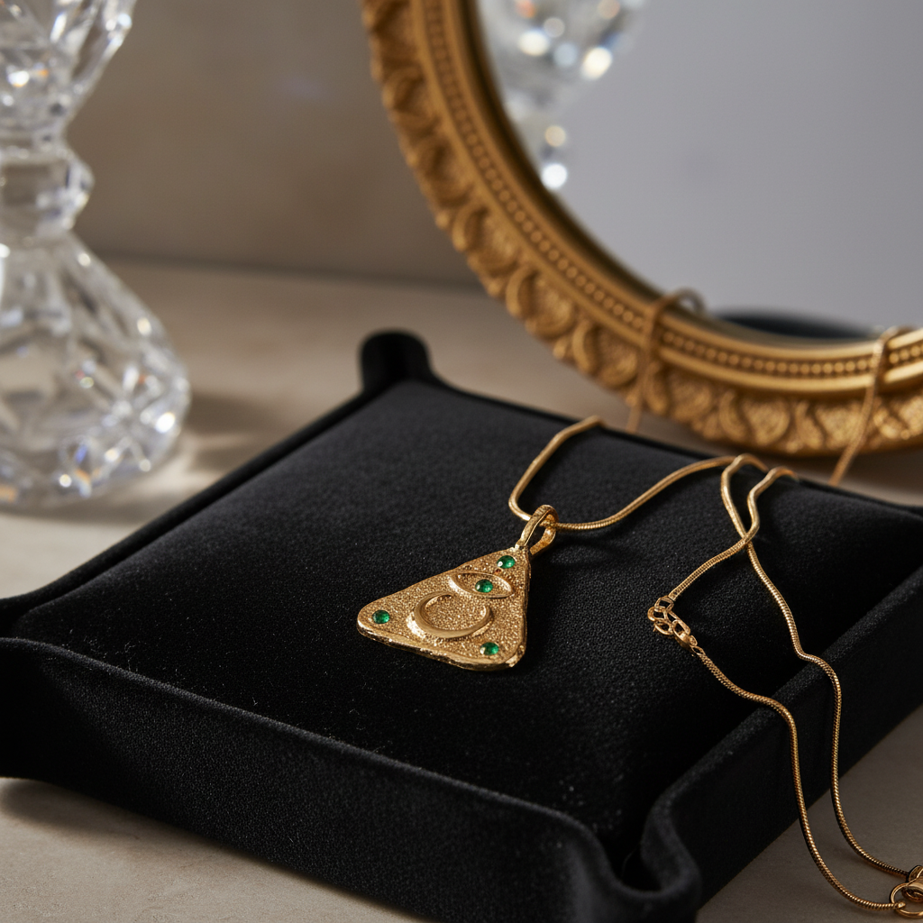 Triangle Evil Eye Necklace - Surgical Steel Gold Plated