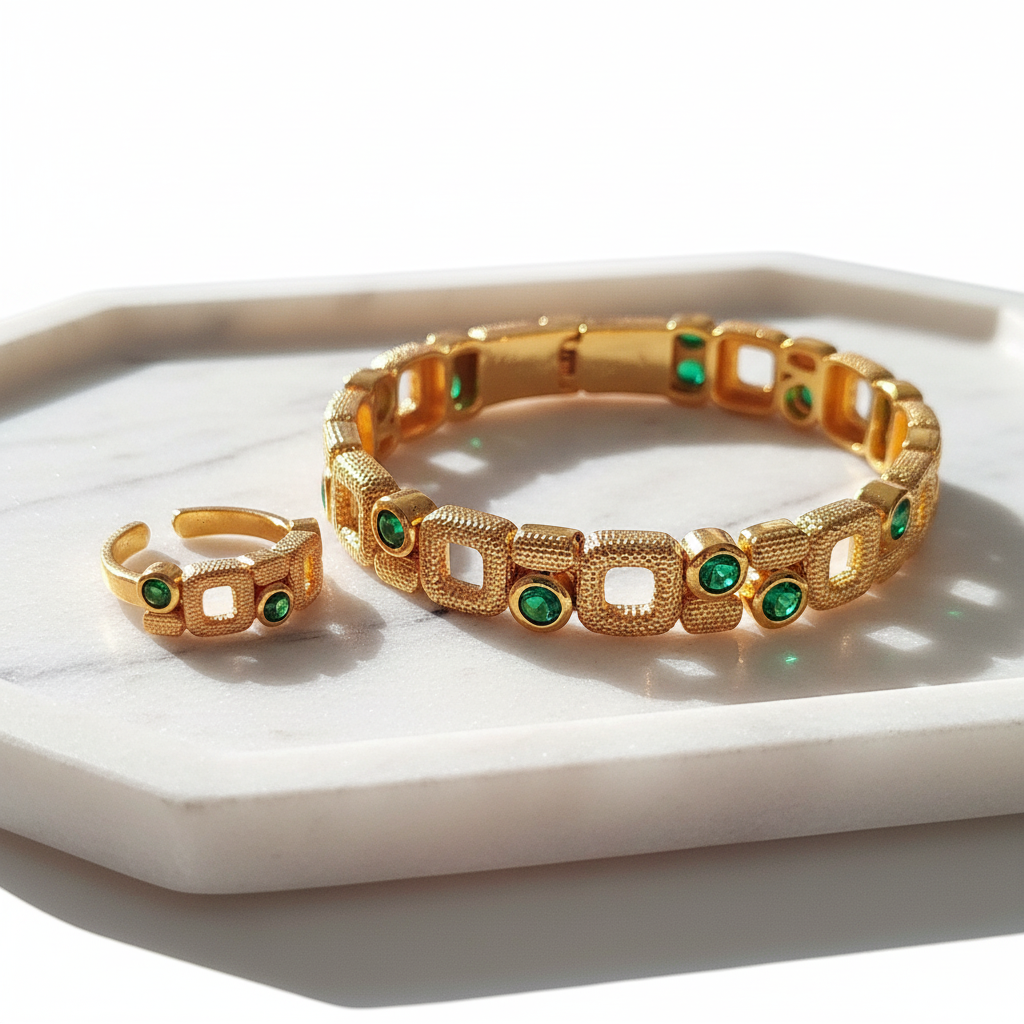 Gold Plated Zirconia Jewelry Set