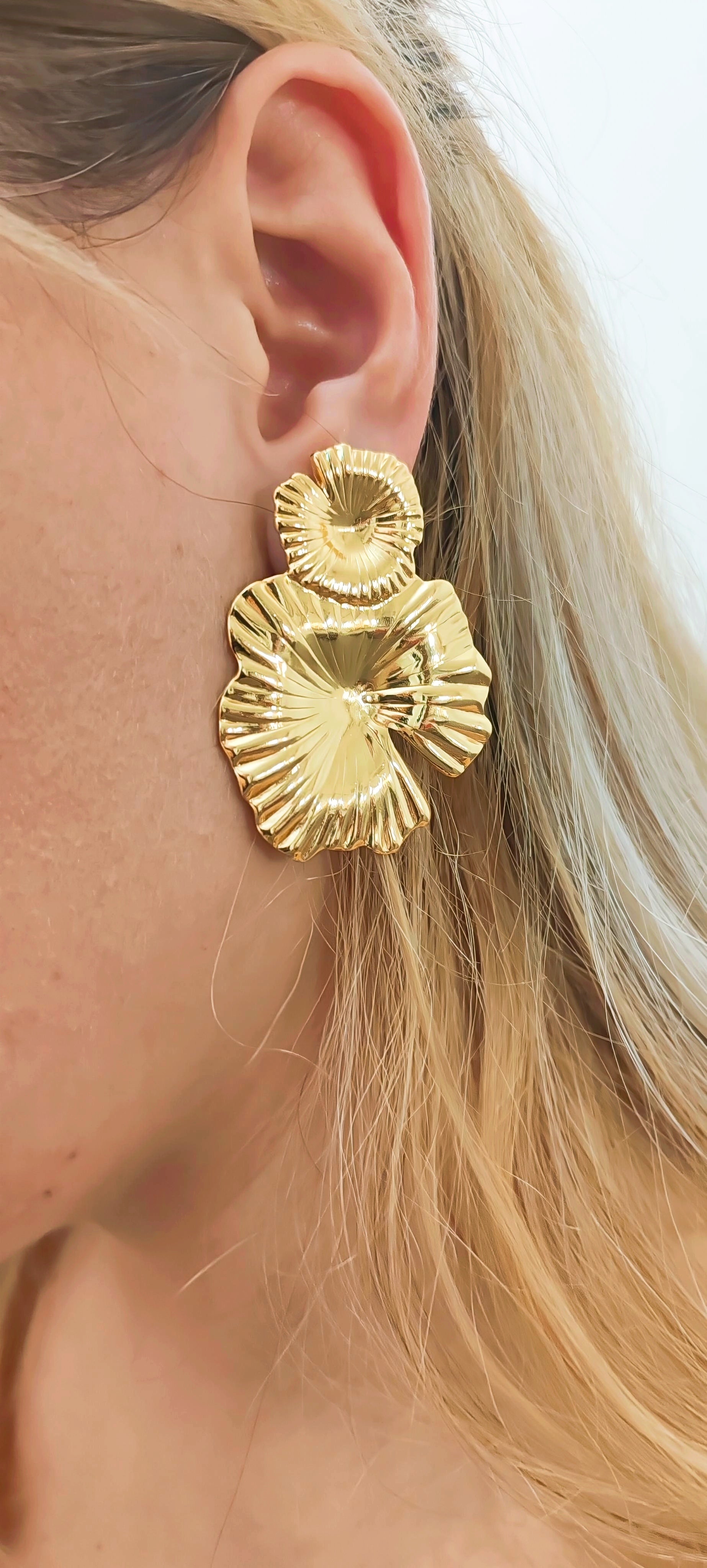 Sculptural Gold Stainless Steel Earrings – Statement Design