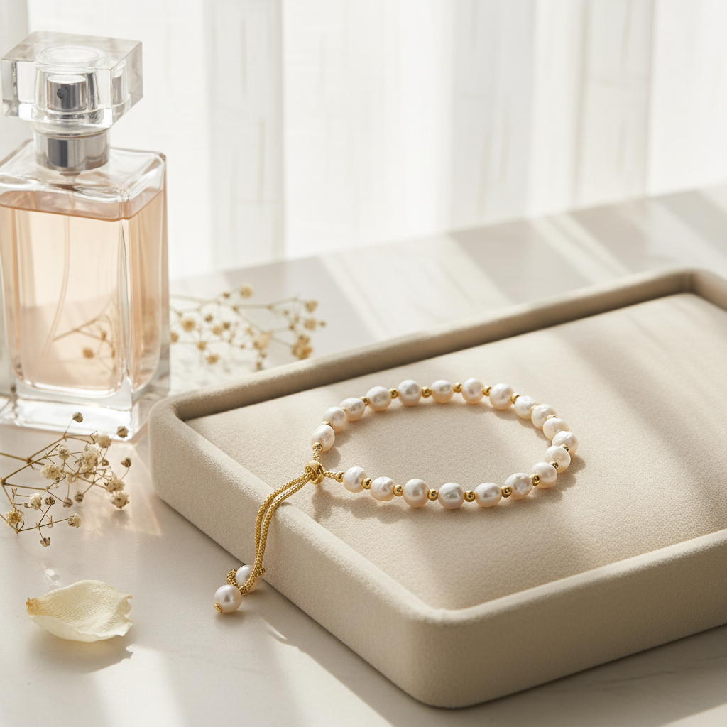Adjustable Pearl Bracelet - 18K Gold Plated