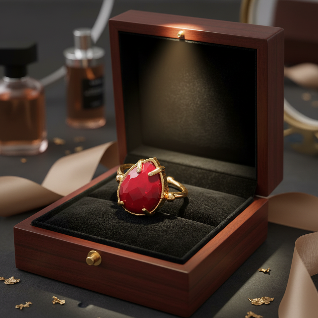Raw Raspberry Ruby Gold Ring