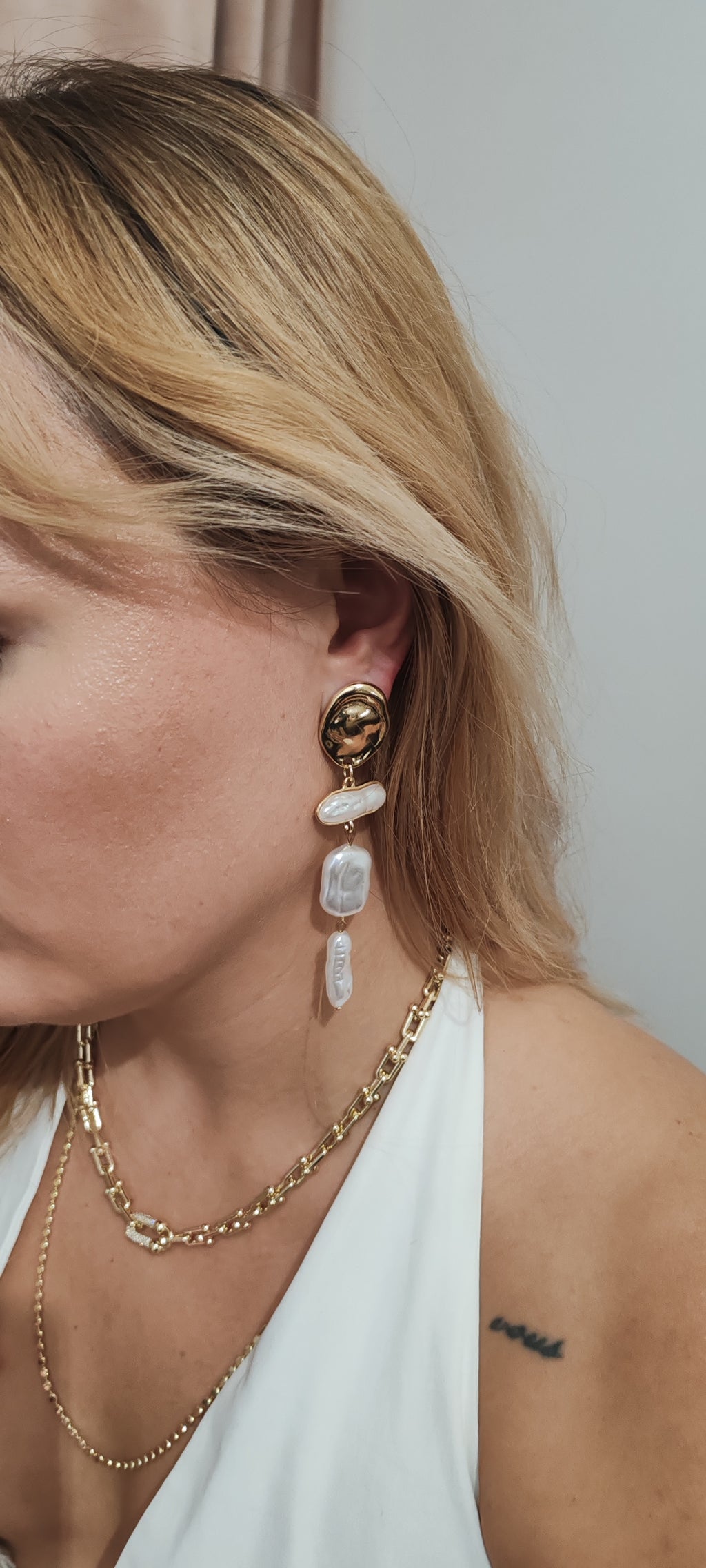 Luxury Gold & Baroque Pearl Drop Earrings – Premium Handmade Jewelry