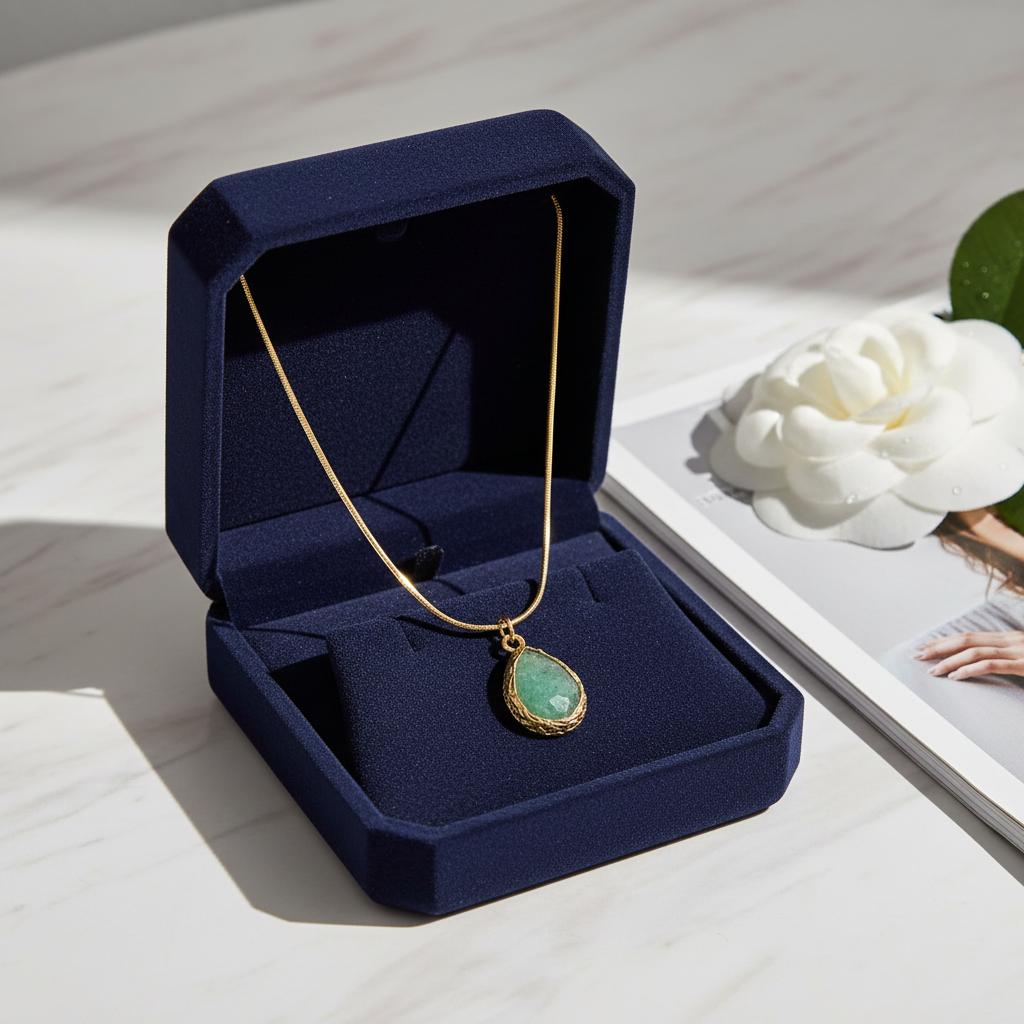 Raw Emerald Gold Necklace