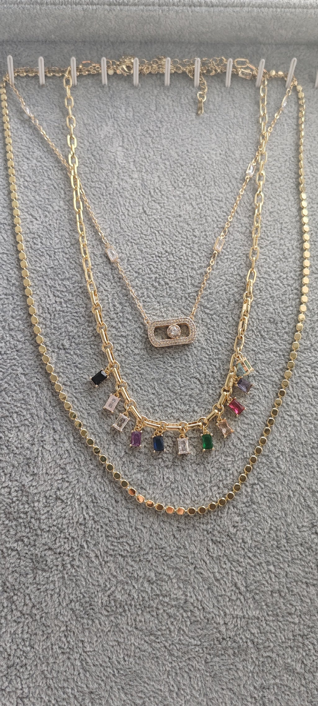 ✨ 14K Gold-Plated Necklace with Colorful Cubic Zirconia ✨
