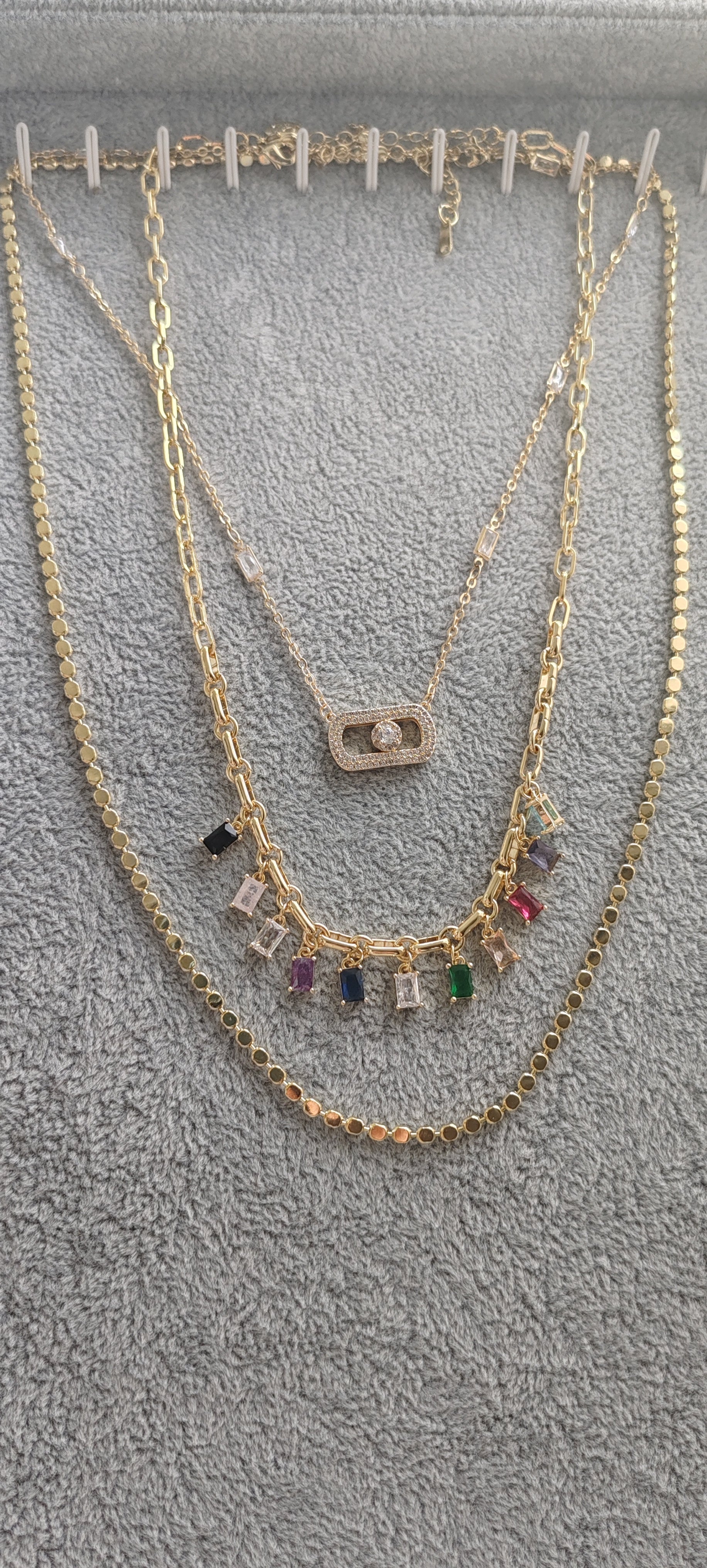 ✨ 14K Gold-Plated Necklace with Colorful Cubic Zirconia ✨