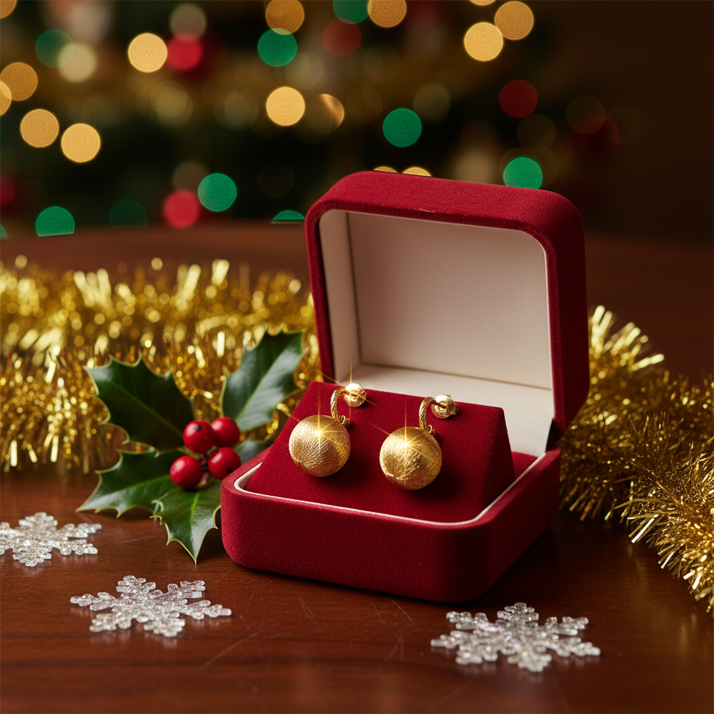 Gold-Plated Textured Ball Earrings