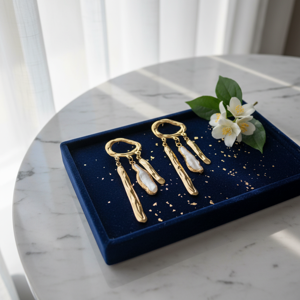 Pearl Gold Drop Earrings