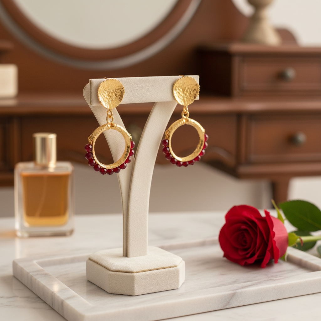 Natural Jade Drop Earrings | 18K Gold Plated