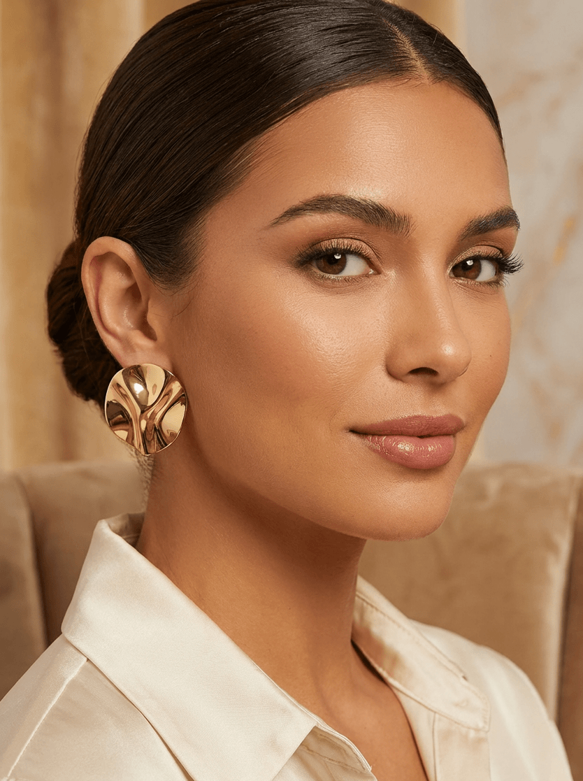 Polished Gold Round Earrings – Modern Minimalist Studs – Enhanced Durability Collection