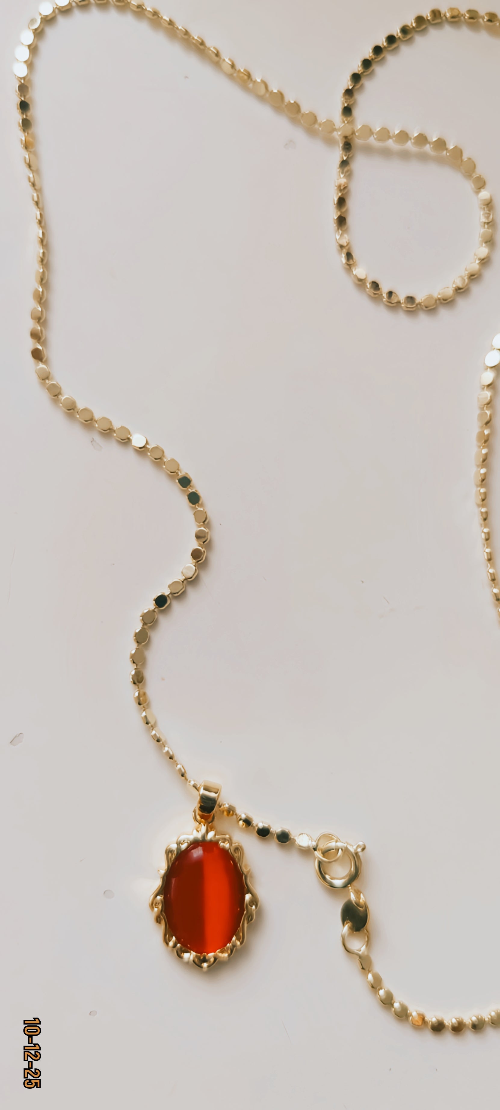 ✨ Gold-Plated Red Coral Necklace – 60cm Surgical Steel ✨j