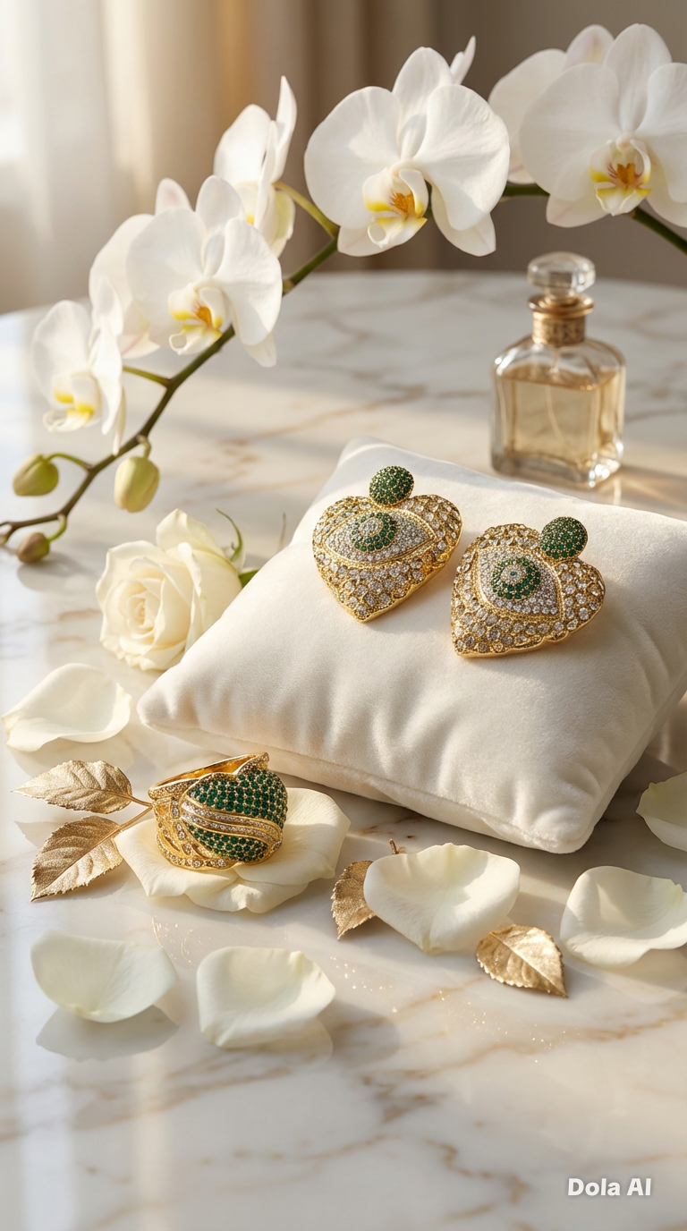 Luxury Heart Jewelry Set with Zirconia - Gold Plated