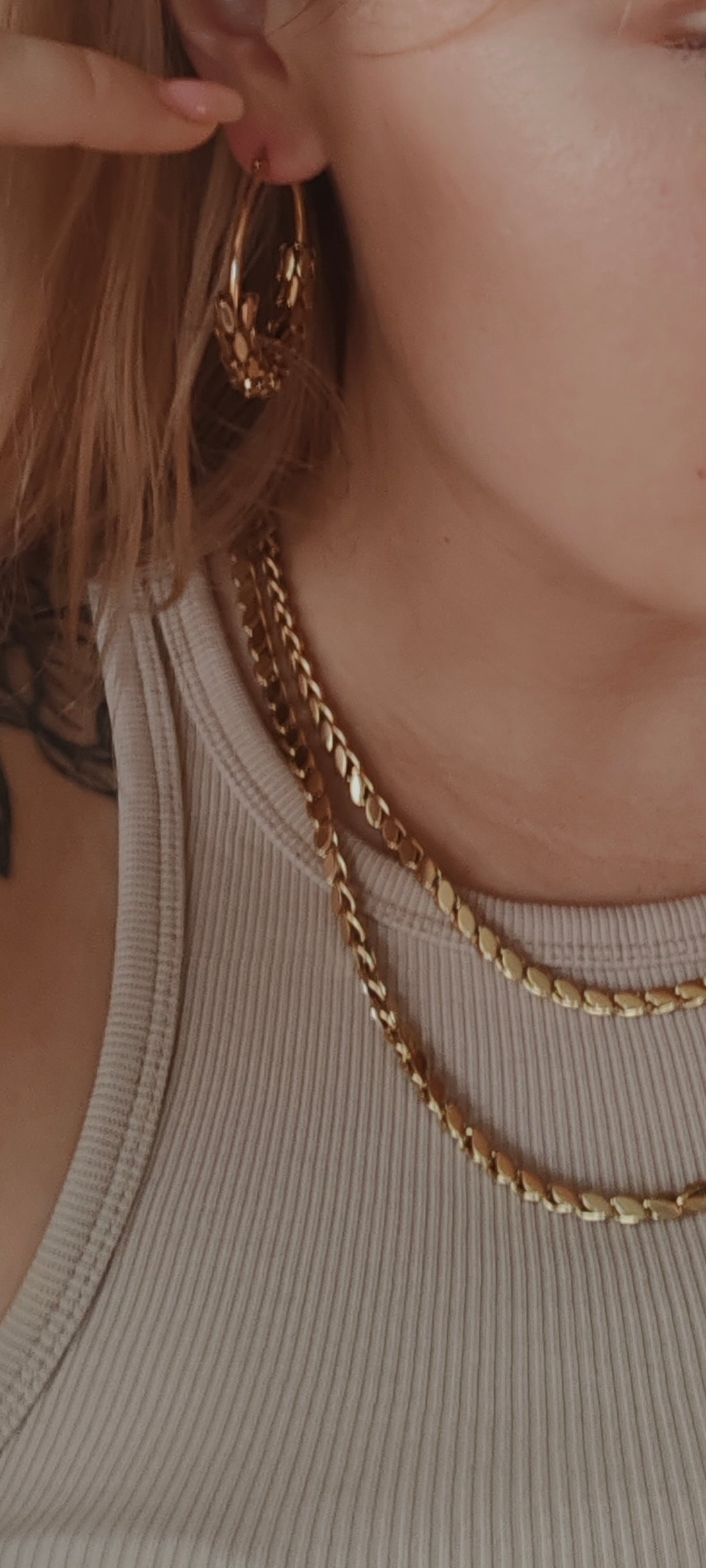 ✨ 14K Gold-Plated Flat Link Chain – 100cm | Premium Quality ✨