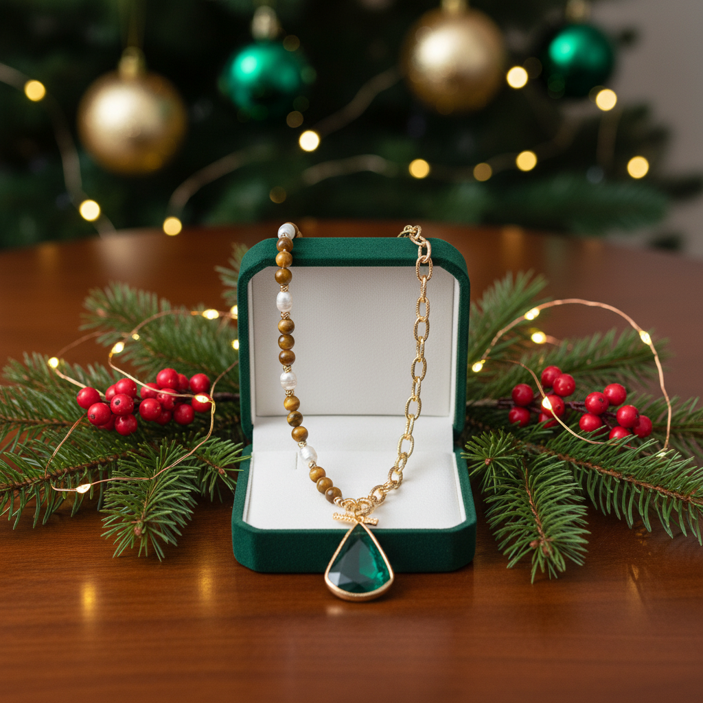 Tiger's Eye, Pearl & Cat's Eye Necklace | 18K Gold Plated