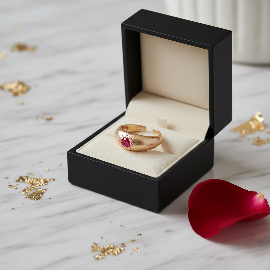 Dome Gold Ring with Pink Zirconia