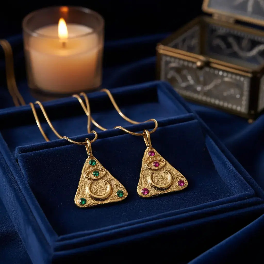 Triangle Evil Eye Necklace - Surgical Steel Gold Plated