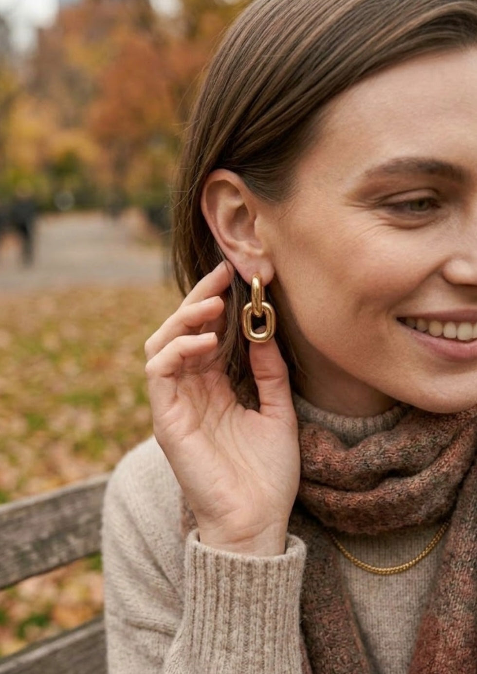 Gold Rhodium Geometric Chain Earrings