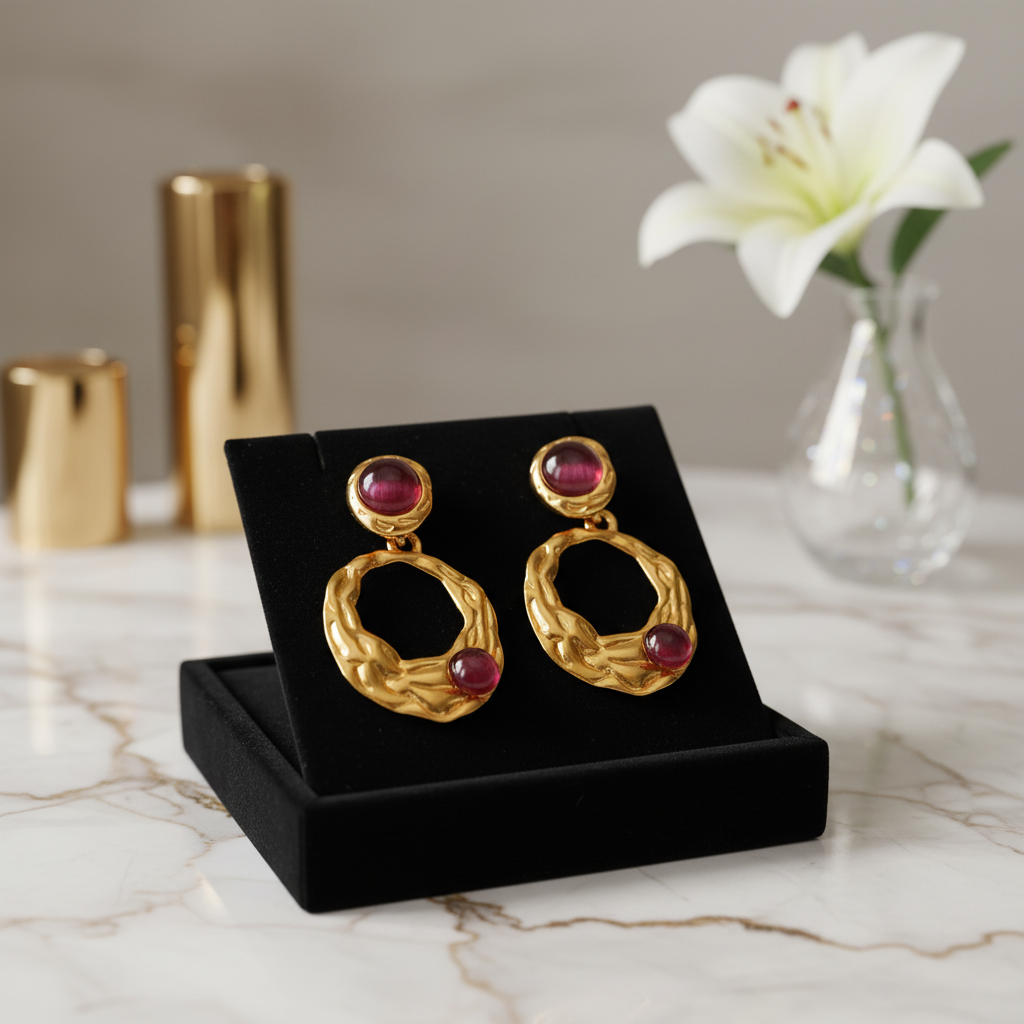 Amethyst Earrings 18K Gold Plated