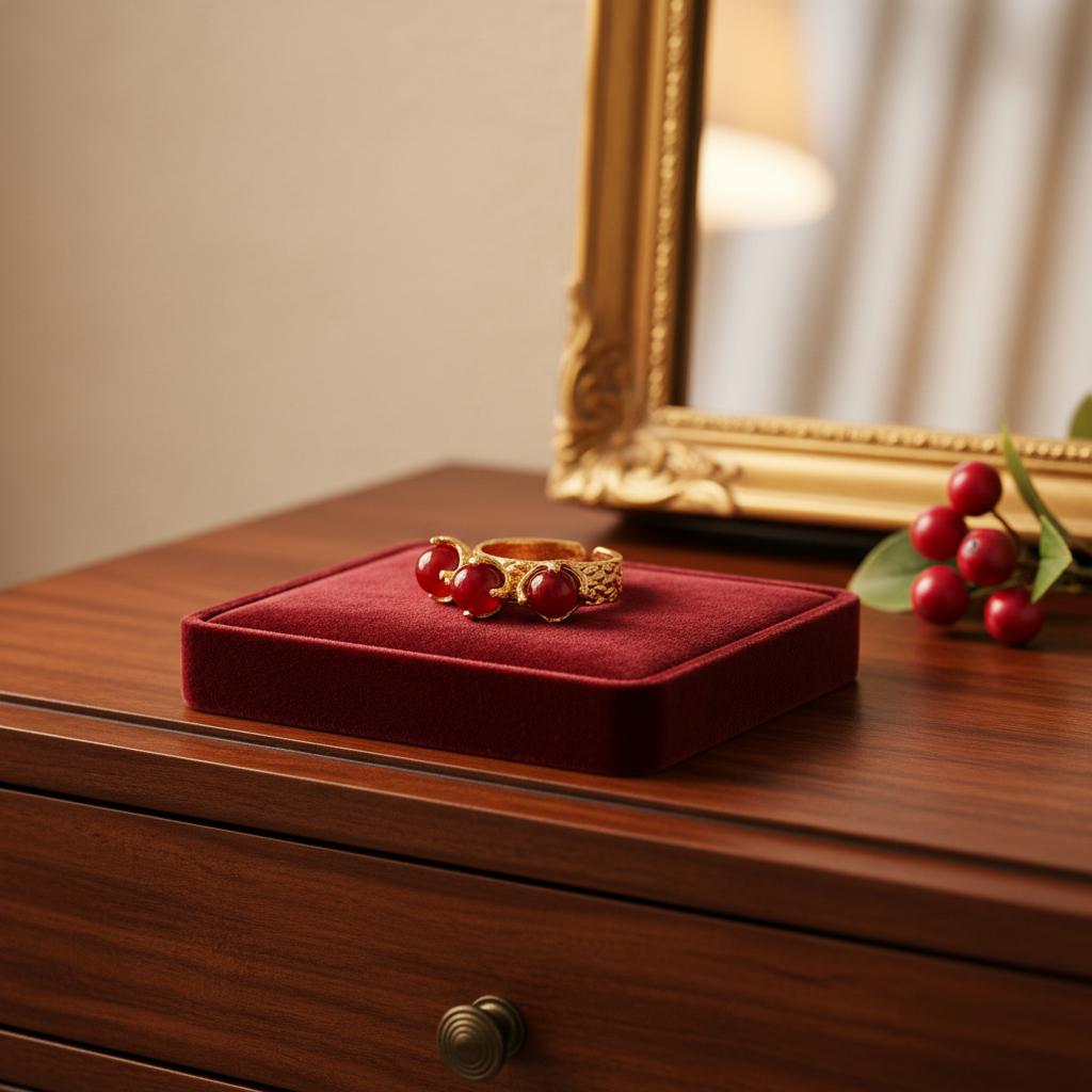 Red Agate Adjustable Ring