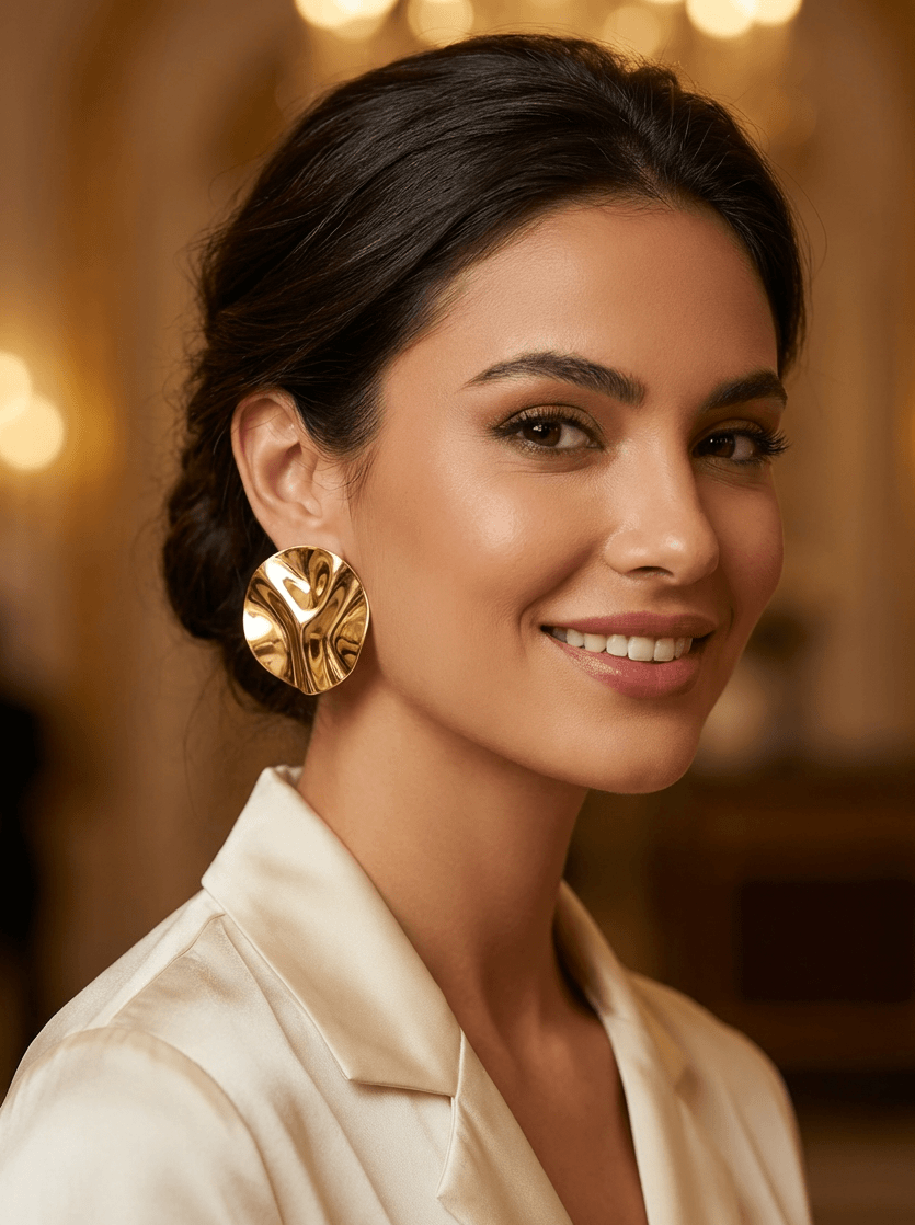 Polished Gold Round Earrings – Modern Minimalist Studs – Enhanced Durability Collection