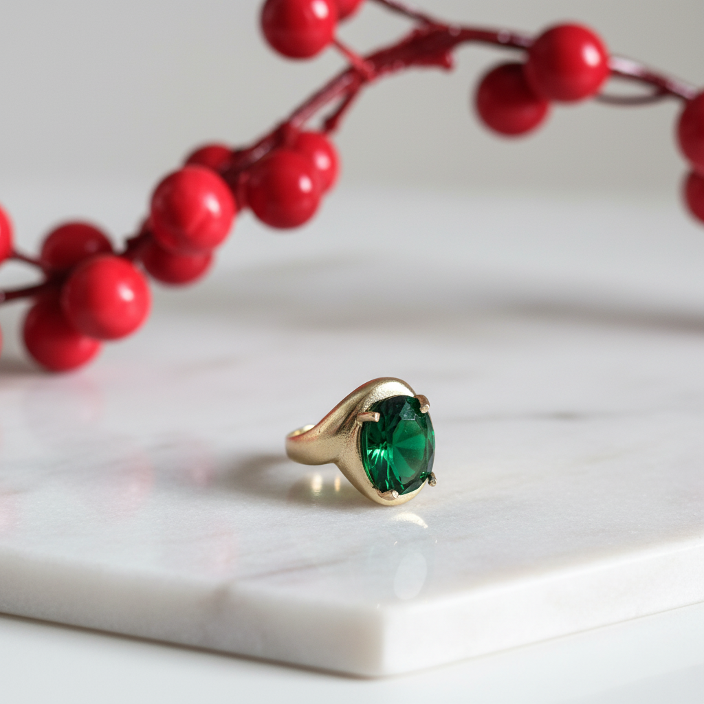 Emerald Green Zirconia Statement Ring