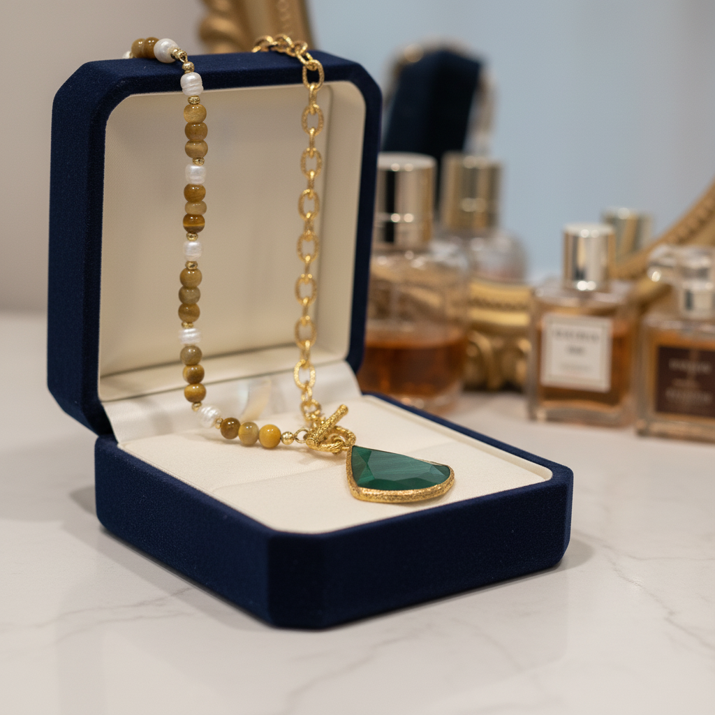 Tiger's Eye, Pearl & Cat's Eye Necklace | 18K Gold Plated