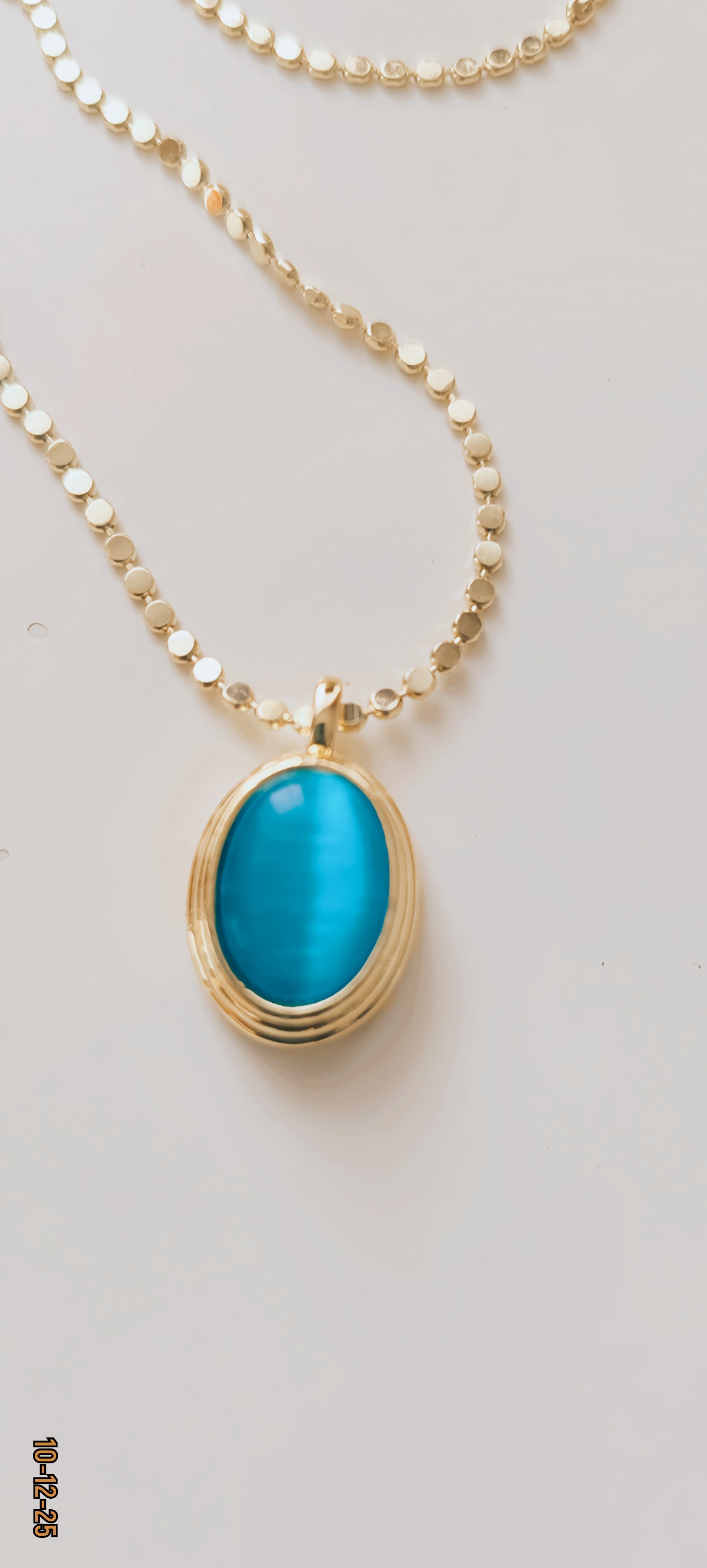 ✨ 14K Gold-Plated Necklace with Blue Stone – 60 cm ✨