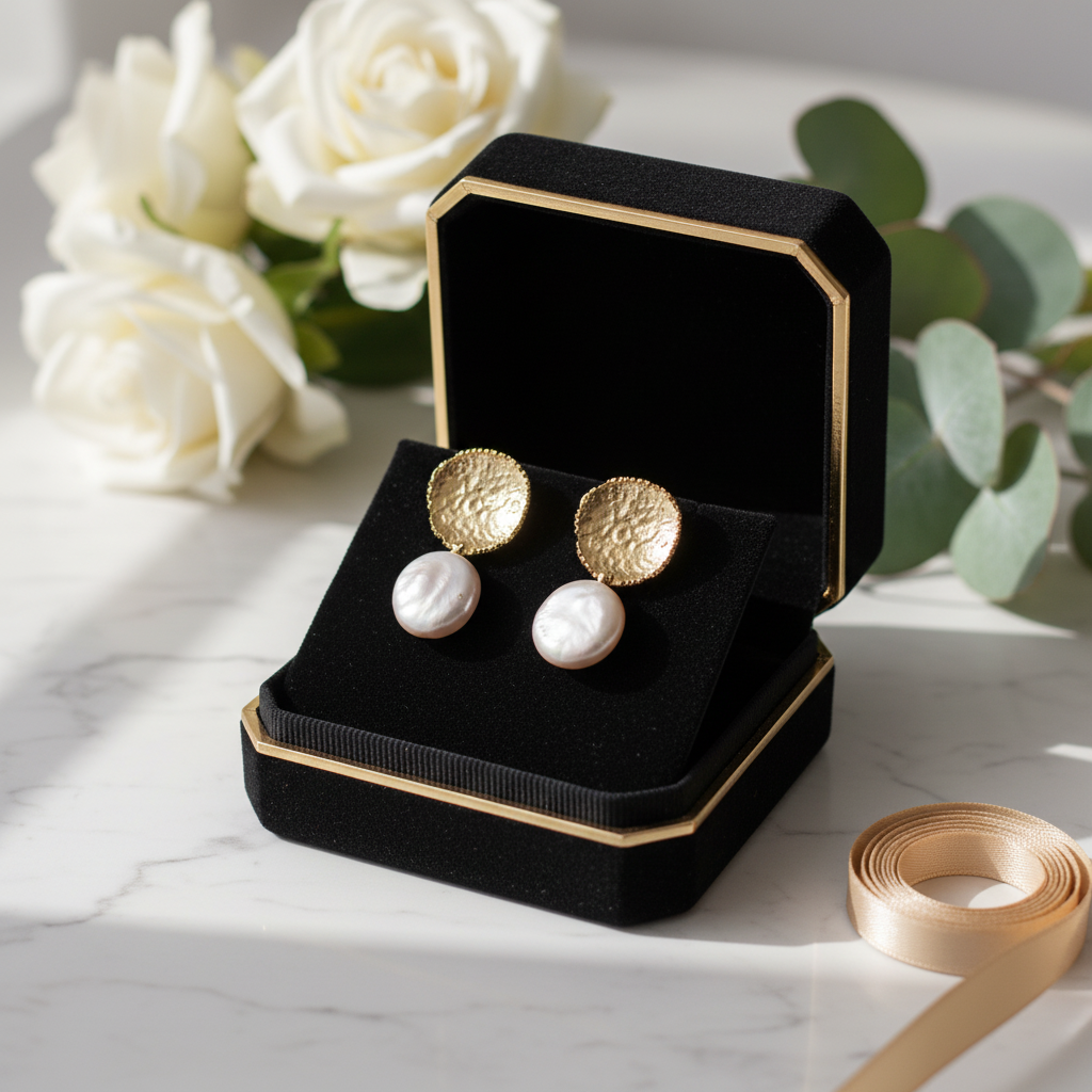 Elegant 18K Gold-Plated Earrings with Genuine Pearl