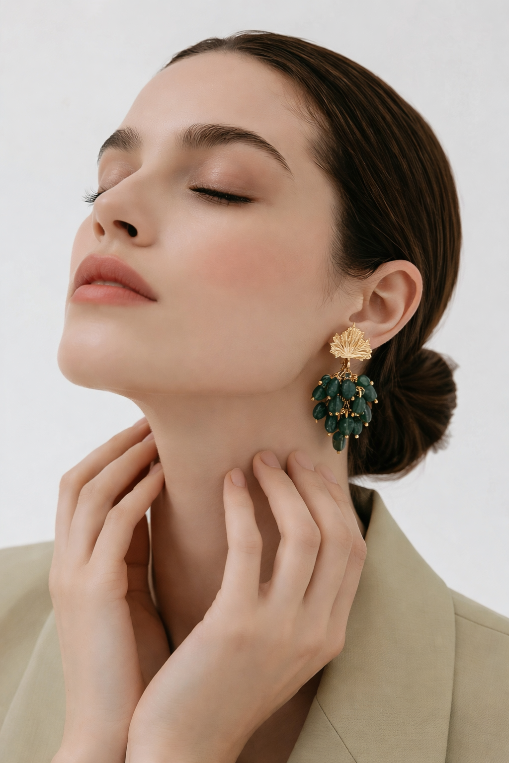 Apatite Grape Cluster Earrings 18k Gold Plated