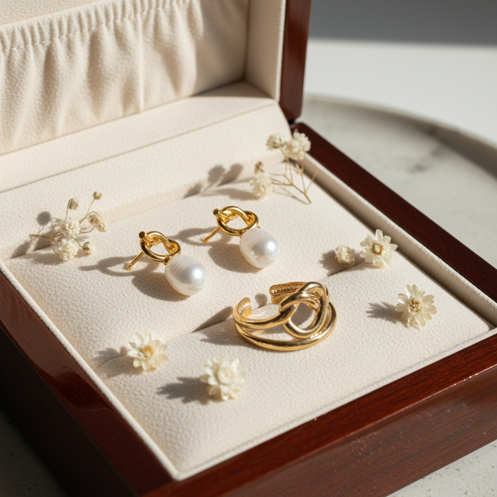 Pearl Jewelry Set 18K Gold Plated