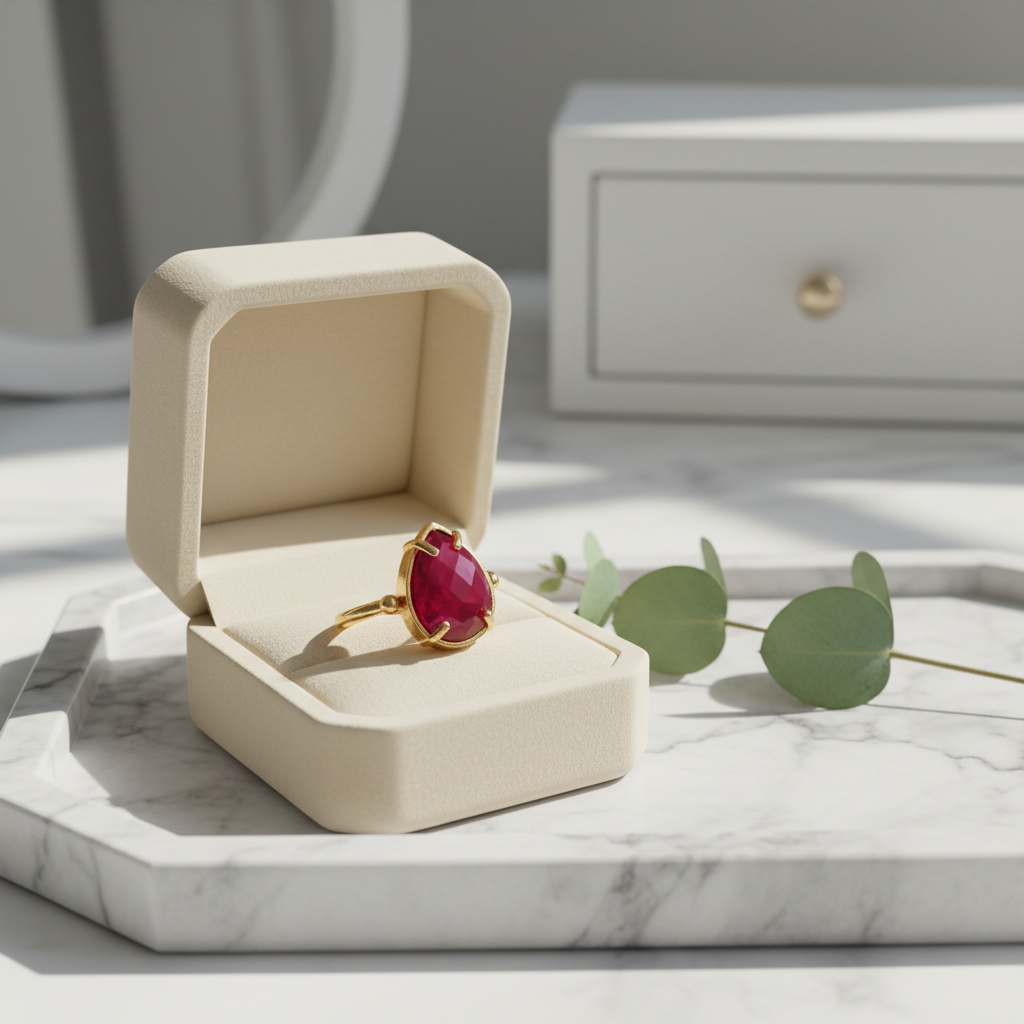 Raw Raspberry Ruby Gold Ring