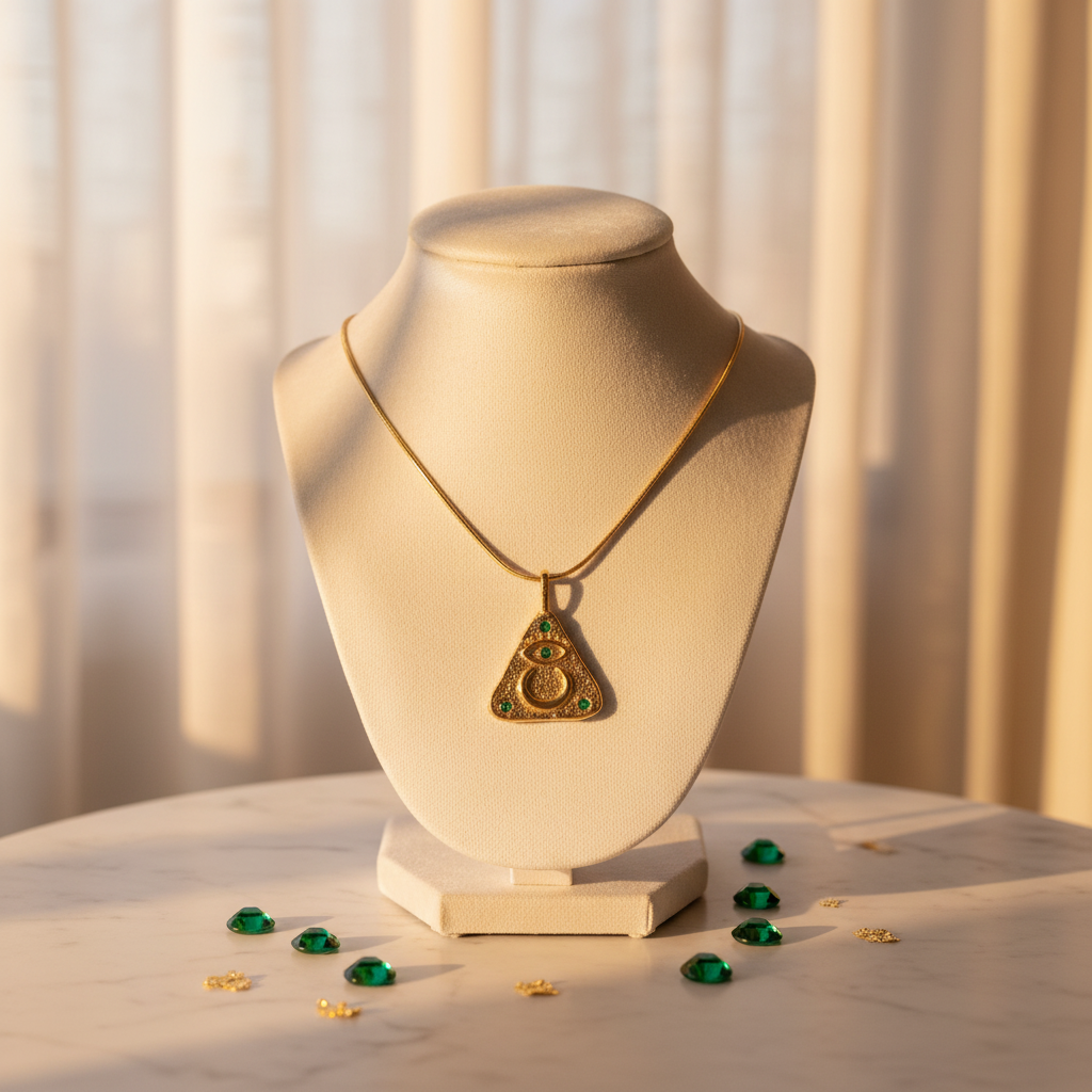 Triangle Evil Eye Necklace - Surgical Steel Gold Plated